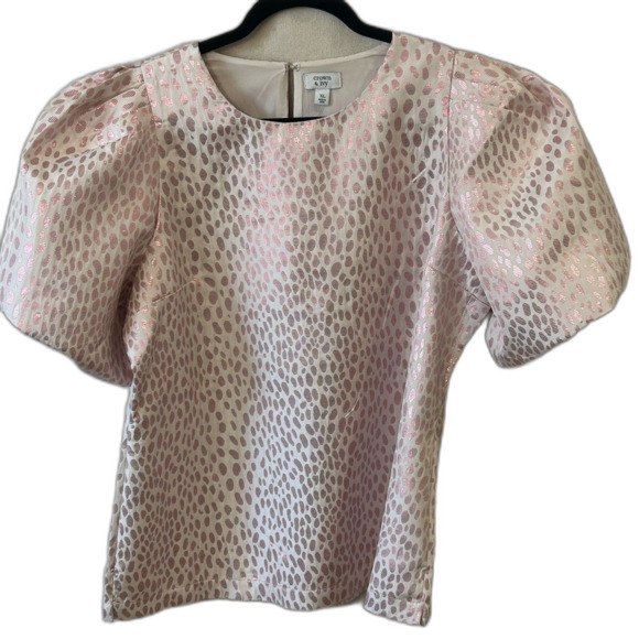 Crown & Ivy Blouse Top Women’s Size XL Pink Animal Blouse Lined Holiday Shine - Picture 1 of 12
